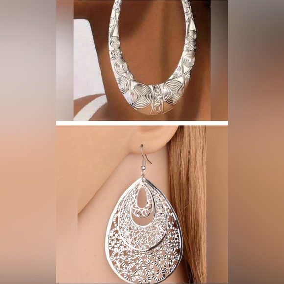 🔥FREE!!! with a $35 or over purchase. Large lightweight silver drop earrings - Picture 1 of 6